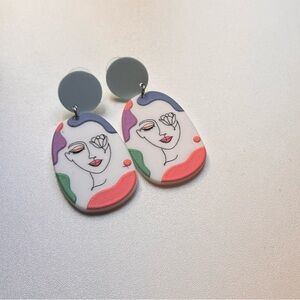 Colorful Abstract Face Earrings